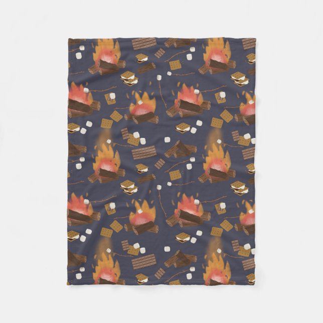 Camping Fire Outdoor Adventure & Marshmallows Fleecedecke (Vorderseite)