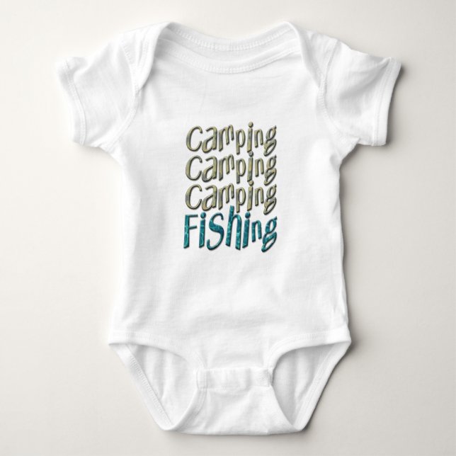 Camping Fischen Baby Strampler (Vorderseite)