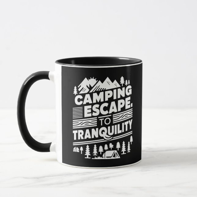 Camping Flucht in Ruhe, schwarze Tasse (Links)