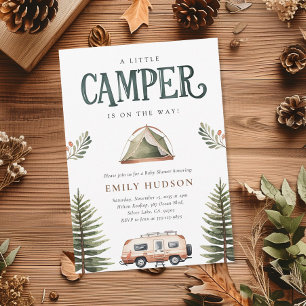 Camping Forest Watercolor Kinderdusche Einladung