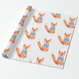 Camping Fox Geburtstagsparty Geschenkpapier