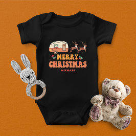 Camping Frohe Weihnachts-Rentier Personalisierter Baby Strampler