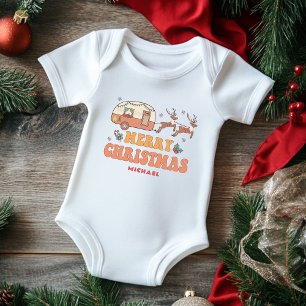 Camping Frohe Weihnachts-Rentier Personalisierter  Baby Strampler