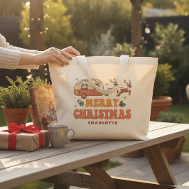 Camping Frohe Weihnachts-Rentier Personalisierter Jumbo Stoffbeutel