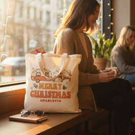 Camping Frohe Weihnachts-Rentier Personalisierter Tragetasche