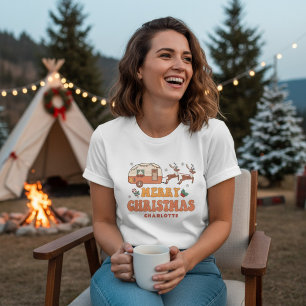 Camping Frohe Weihnachts-Rentier Personalisierter Tri-Blend Shirt