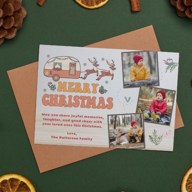 Camping Frohe Weihnachtsfoto Collage Rentier Feiertagskarte (Von Creator hochgeladen)