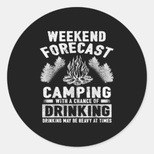 Camping Fun Weekend Forecast Camping mit Chance Runder Aufkleber