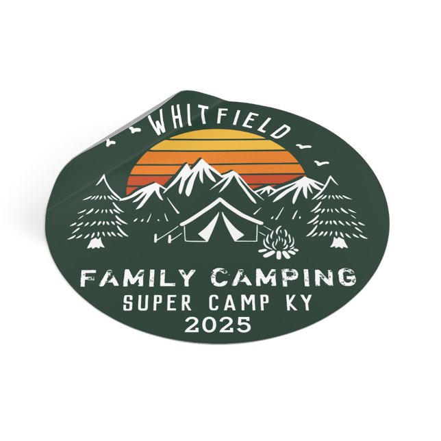 Camping für den Familienurlaub Runder Aufkleber (Family Camping Squad Green Custom Sticker)