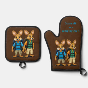 Camping Gear Edit Name Witty Puffer personalisiere Ofenhandschuh & Topflappen-Set