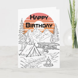 Camping, Gebirge, Sonnenuntergang, Geburtstag Karte