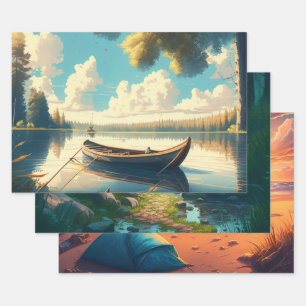 Camping Geburtstag Geschenkpapier Set