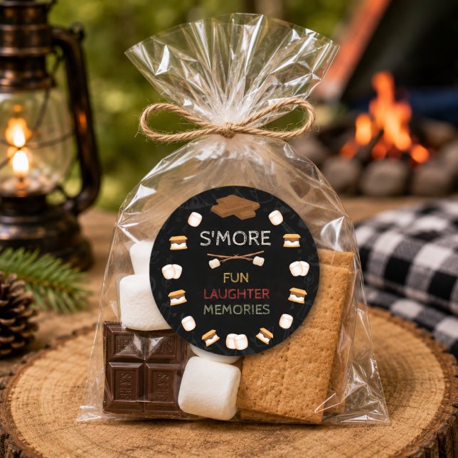 Camping Geburtstag S'mores Runde Favor Stickers (Von Creator hochgeladen)