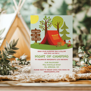 Camping-Geburtstagsfeier Einladung