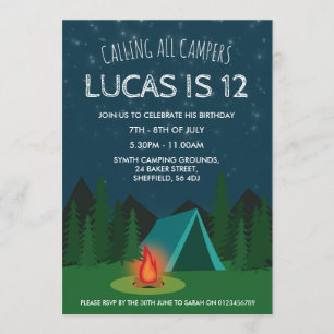 Camping-Geburtstagsfeier Einladung