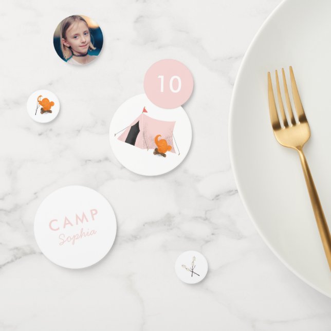 Camping Geburtstagsparty Rosa Zelt Foto Konfetti (Gruppe)