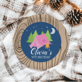 Camping Geburtstagsparty Teller Holzhintergrund