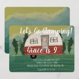 Camping Geburtstagsparty Vintag Campingplatz Kunst Einladung