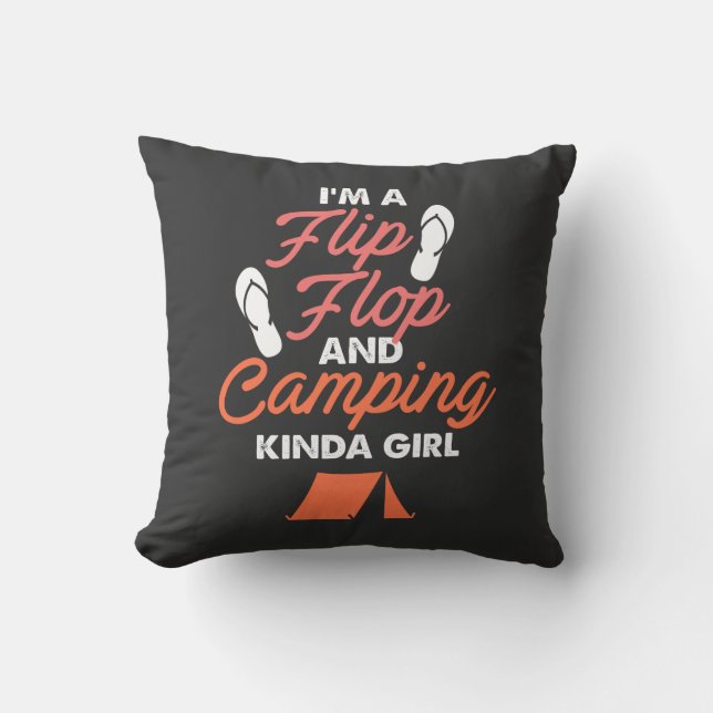 Camping - Gedreht Flop und Camping Kinda Girl Kissen (Vorderseite)