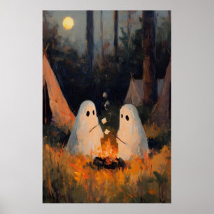 Camping-Geister, Vintage-Plakat, Gothic-Art-Plakat Poster
