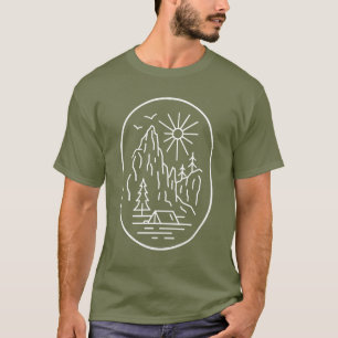 Camping Geometrische Linie Minimalistisch T-Shirt