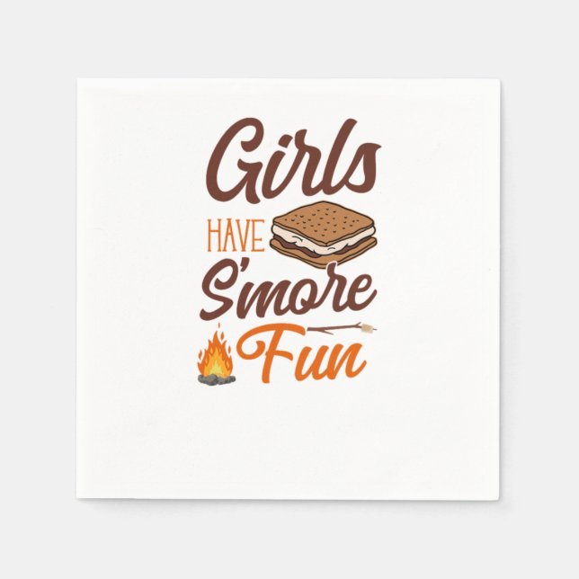 Camping Girls haben Spaß Campfire Marshmallow Serviette (Vorderseite)