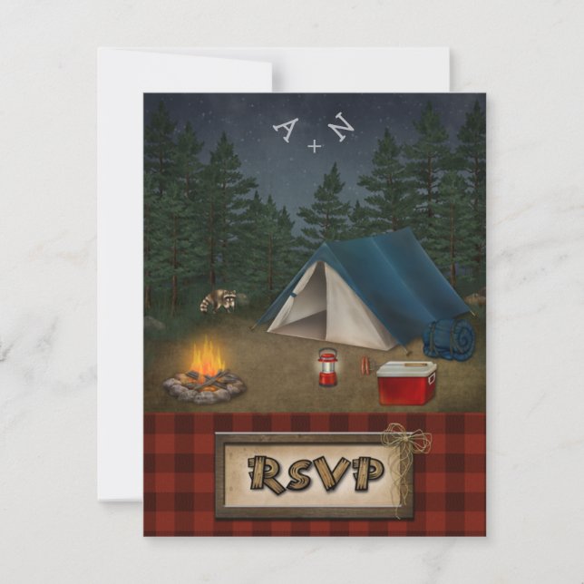 Camping Glamping Fishing-Hochzeit RSVP-Karte RSVP Karte (Vorderseite)