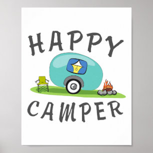 Camping - Glückliches Camping-Anhänger Camper-T-Sh Poster