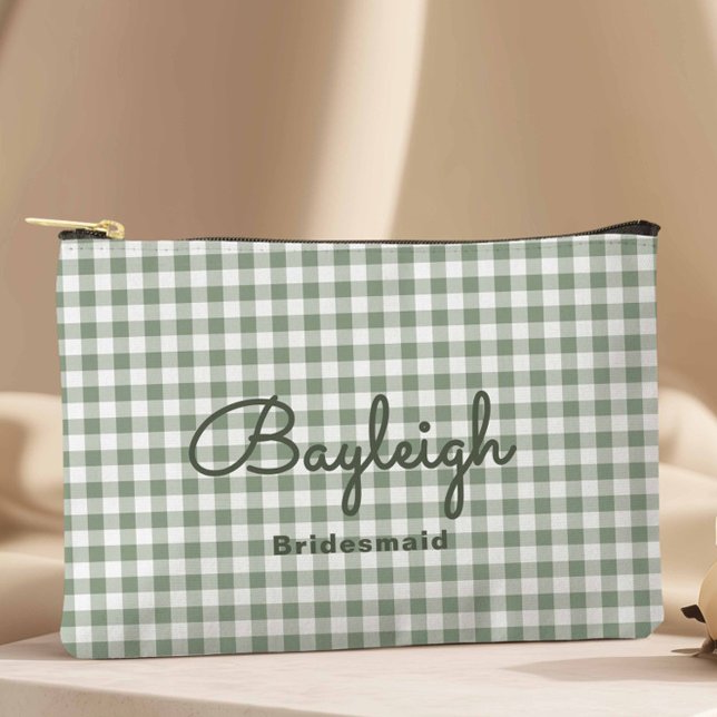 Camping Green Checkered Bridesmaid Zubehörtasche (Camping Green Checkered Makeup Bag Travel Pouch)