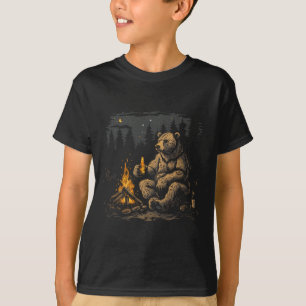 Camping Grizzlybär trinkt Bier Wandern Natur O T-Shirt
