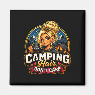 Camping-Haar ist egal lustiges Camper-Mädchen Lage Magnet