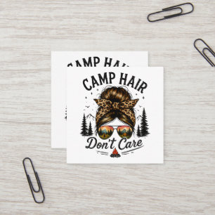 Camping-Haare, völlig egal, unordentlicher Dutt, l Quadratische Visitenkarte