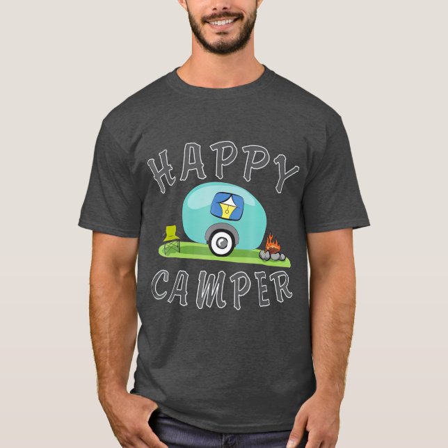 Camping Happy Camping Trailer Camper T-Shirt (Vorderseite)