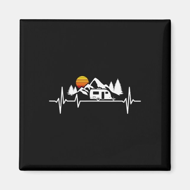 Camping Heartbeat Wohnwagen Anhänger  Magnet (Vorne)