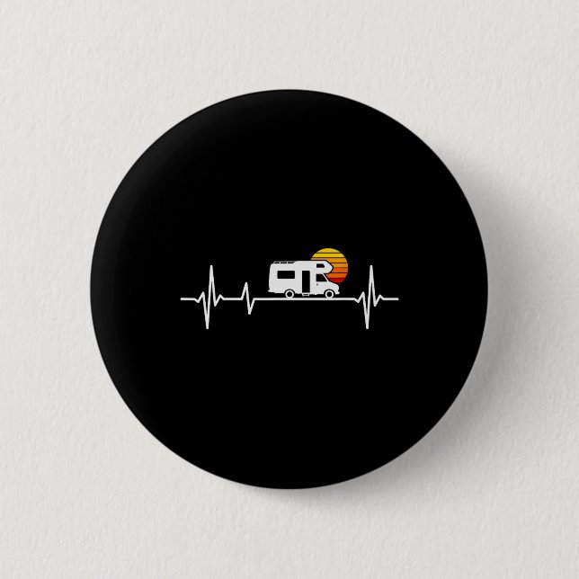 Camping Heartbeat Wohnwagen Wohnmobil  Button (Vorderseite)