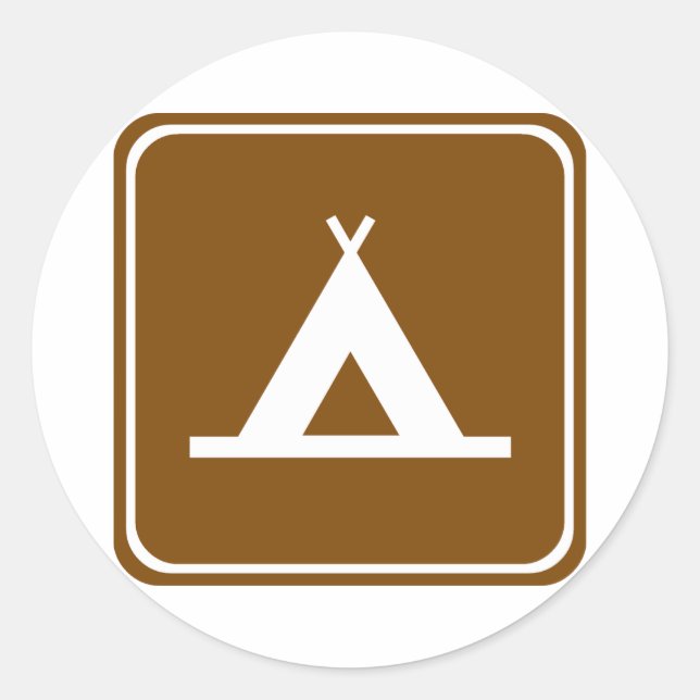 Camping Highway-Zeichen Runder Aufkleber (Vorderseite)