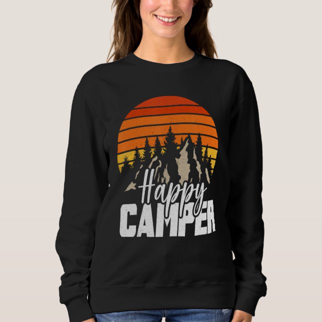 Camping Hiking  Present Happy Camper Vintage Art Sweatshirt (Vorderseite)