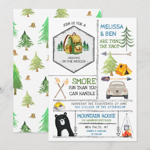 Camping-Hochzeit - Abzeichen und Icons Einladung
