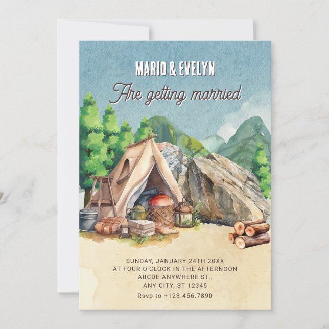 Camping-Hochzeit Einladung (Vorderseite)