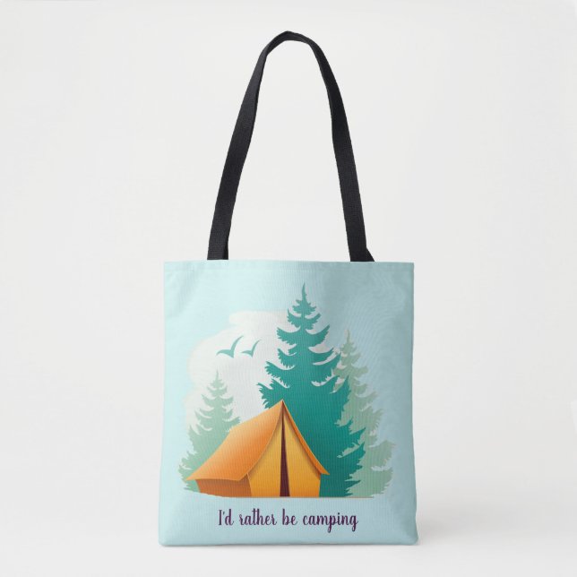 Camping Holz Zelt Outdoor Design Tote Tasche (Vorderseite)