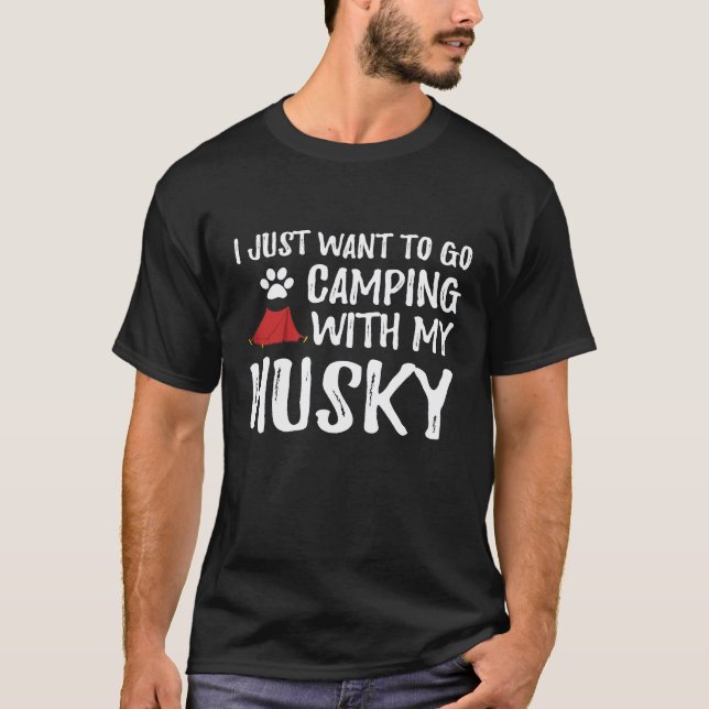 Camping Husky für lustige Hundemutter oder Hundeva T-Shirt (Vorderseite)