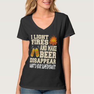 Camping I Lichtbänder und Bier verschwinden T-Shirt