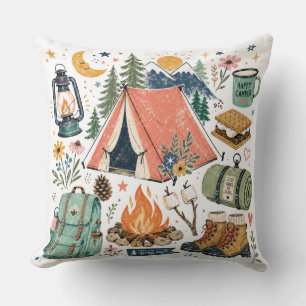 Camping-Illustration Kissen