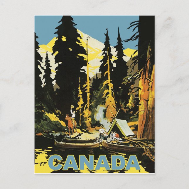 Camping im kanadischen Wald Postkarte (Vorderseite)