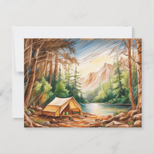 Camping im Wald Schöne Natur Außenbereich Postkarte