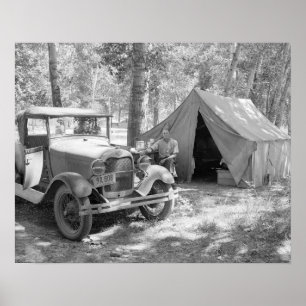 Camping im Yakima Tal, 1936. Vintages Foto Poster