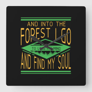 Camping - In den Wald gehe ich sonniges Camping Quadratische Wanduhr