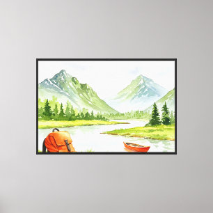Camping in der Nähe eines Flusses Leinwanddruck