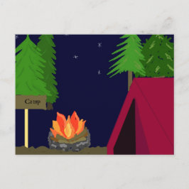 Camping in einem Zelt Postkarte