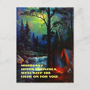 Camping IN MICHIGANS OBERER PENINSULA MI POSTCARD Postkarte